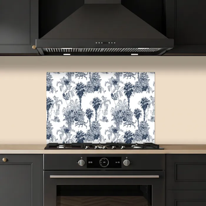 Jungle - Beplanting - Blauw keuken achterwand spatscherm klein 900 -sfeer1