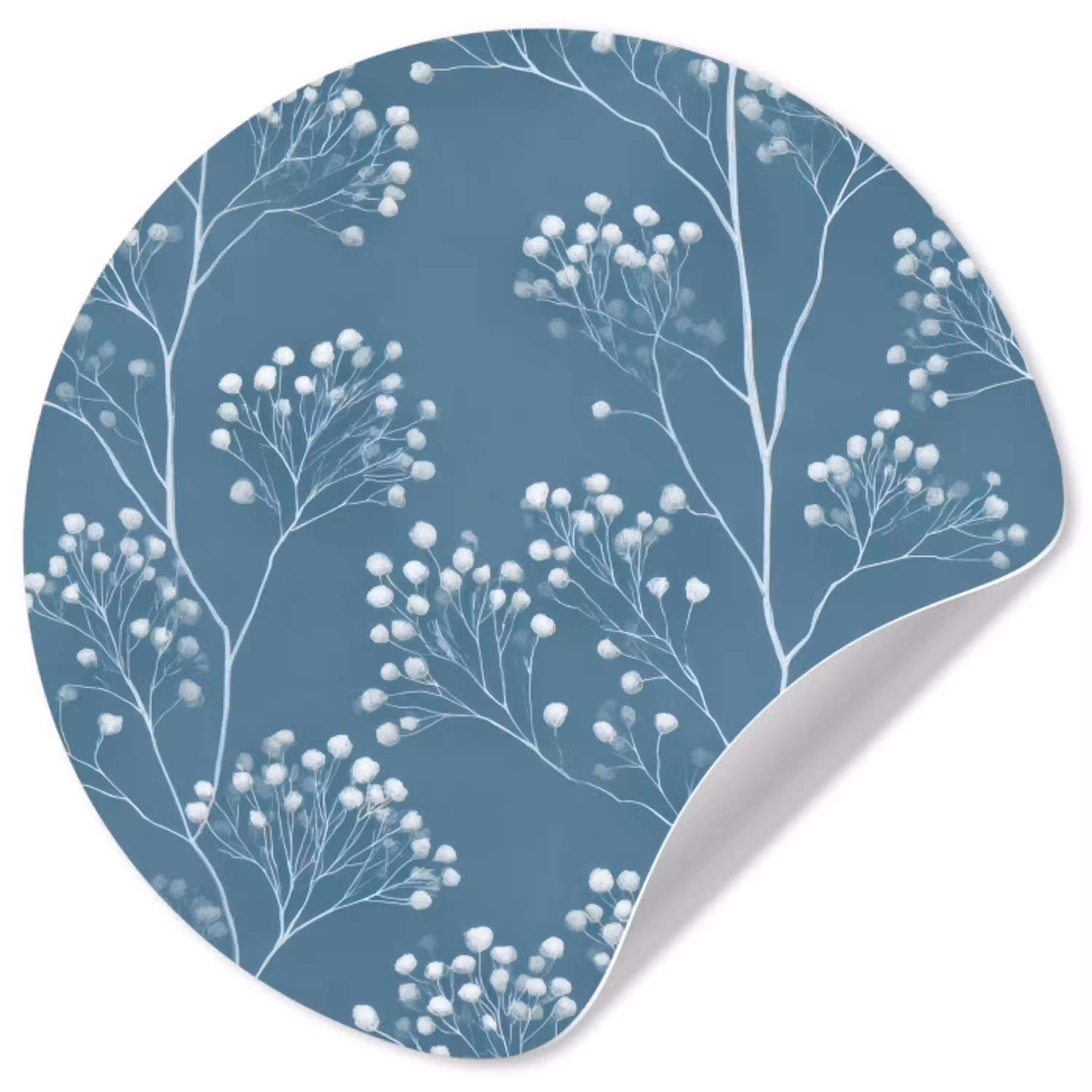 Takken - Bessen - Patroon - Lichtblauw Wandcirkel behangsticker klein 186 -3d