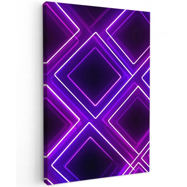 Gaming - Ruiten - Neon - Paars Tuinposter op houten frame 2 cm dik middel -3d