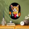 Kat - Eten - Patat - Graffiti - Abstract Wandcirkel Ovaal Forex klein -sfeer2