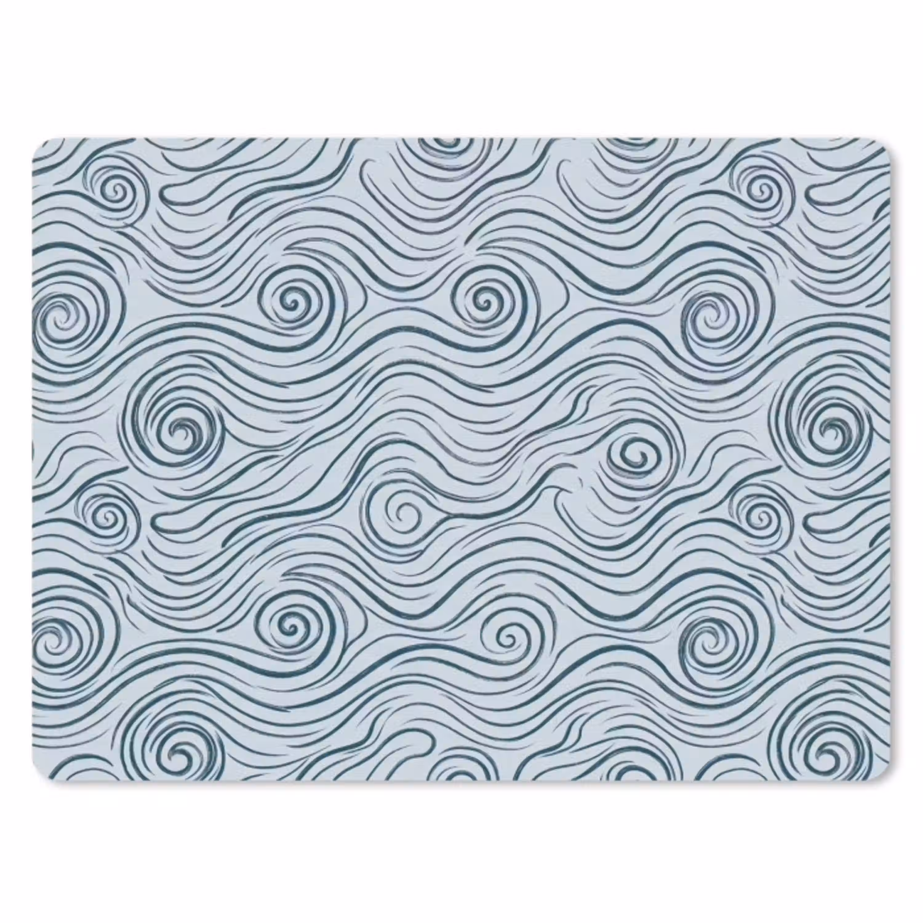Patroon - Golven - Abstract - Modern - Blauw muismat rubber klein -3d