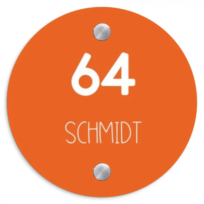 Oranje - Modern Naambord Rond klein -3d