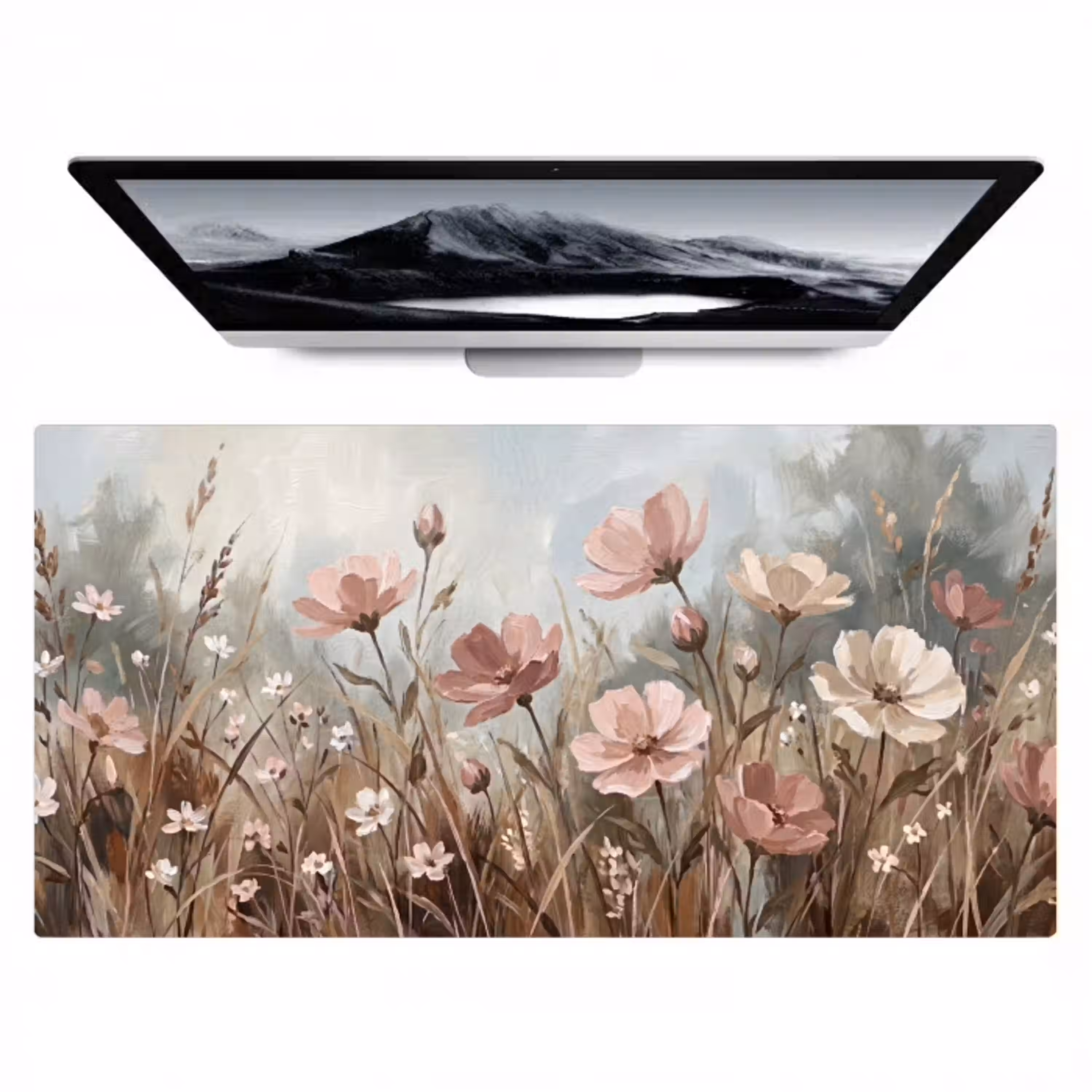 Bloemen - Botanisch - Schilderij - Pastel - Rustiek Muismat XXL klein -zzz3d