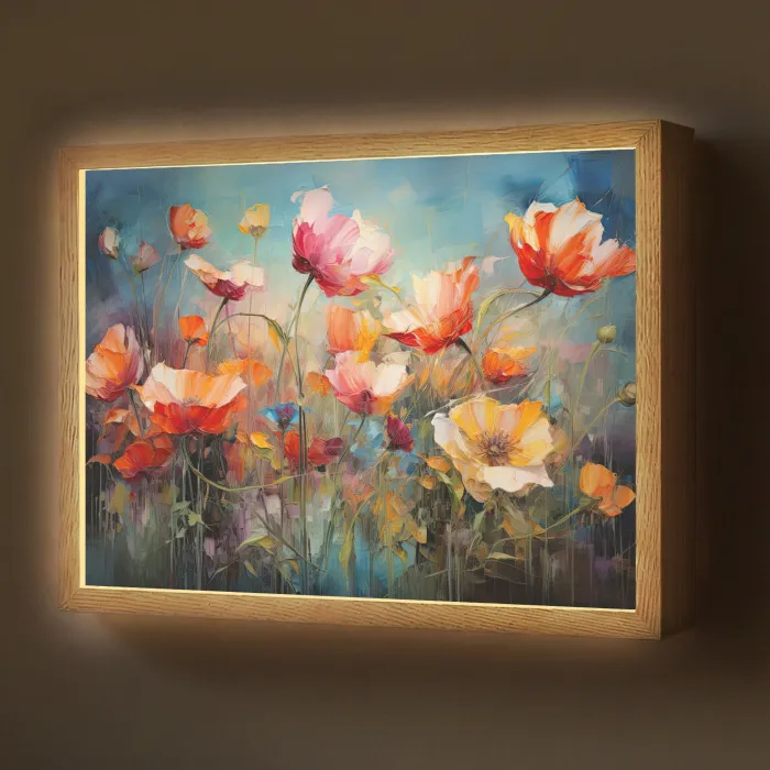 Bloemen - Watercolor - Kunst - Botanisch - Natuur Light Box met batterij (Wandlamp) middel -z3d_website
