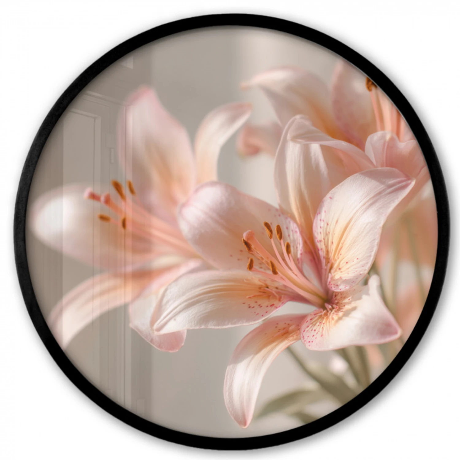Lelies - Meeldraden - Roze - Wazig Fotolijst rond zonder passe partout klein -3d