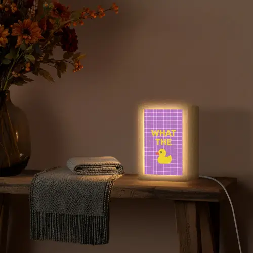 Tekst - Eend - Paars Light Box met kabel (Tafellamp) klein -sfeer4