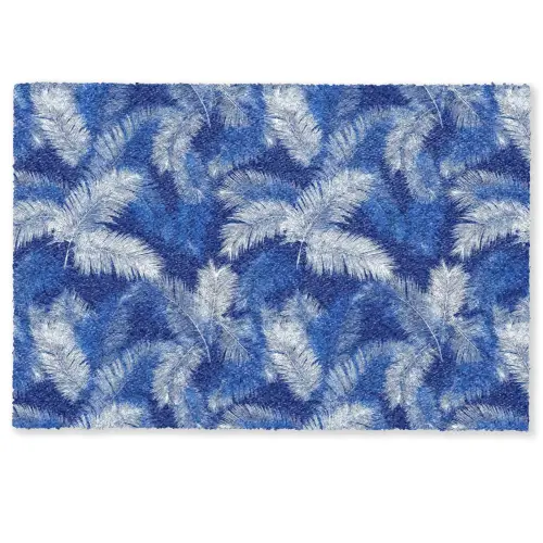 Palmblad - Patroon - Blauw Deurmat klein 898 -zkaufland3d