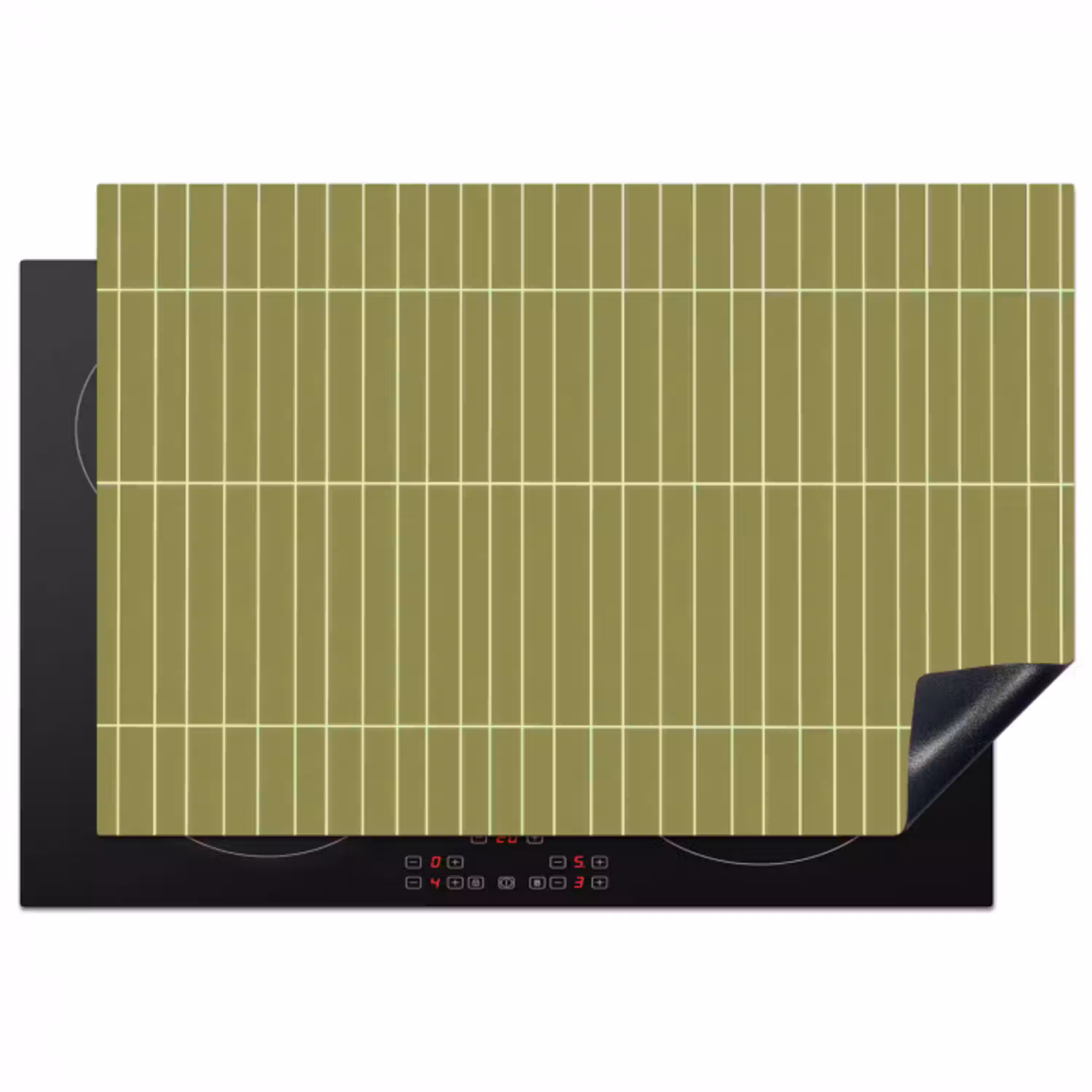 Verticaal - Wandtegel - Olijfgroen Inductie beschermer vinyl 3mm klein 276 -3d