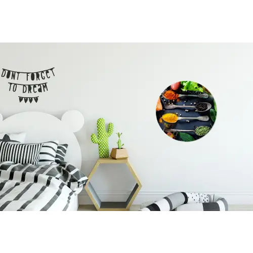 Kruiden - Lepels - Keuken - Specerijen Wandcirkel aluminium klein -kinderkamer