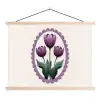 Tulpen - Paars - Lijst - Bladeren textielposter latten blank klein -3d