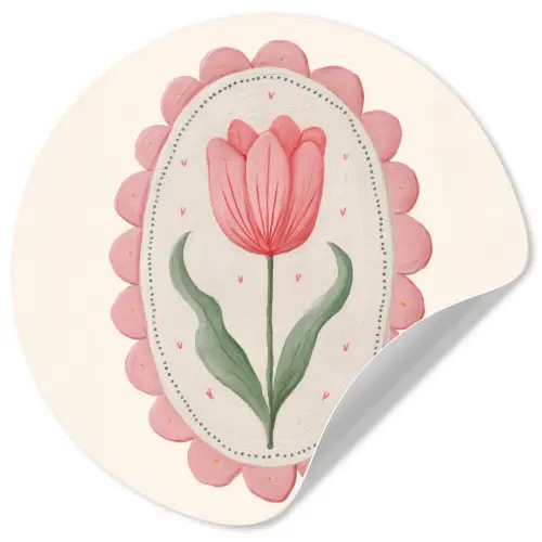 Tulp - Lijst - Ovaal - Illustratie Wandcirkel behangsticker klein -3d
