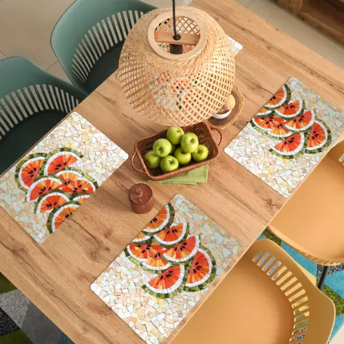 Mozaïek - Watermeloen - Rood - Pitten Placemat vinyl groot -zzsfeer5_Kitchenyeah-website