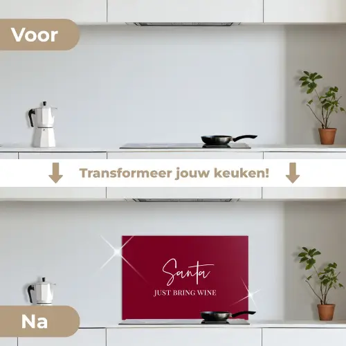 Santa - Wine - Rood - Kerst - Kerstman keuken achterwand spatscherm klein -voor_na_NL