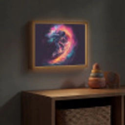 Astronaut - Ruimte - Surfen - Kleurrijk Light Box met batterij (Wandlamp kind) middel -sfeer5_kind