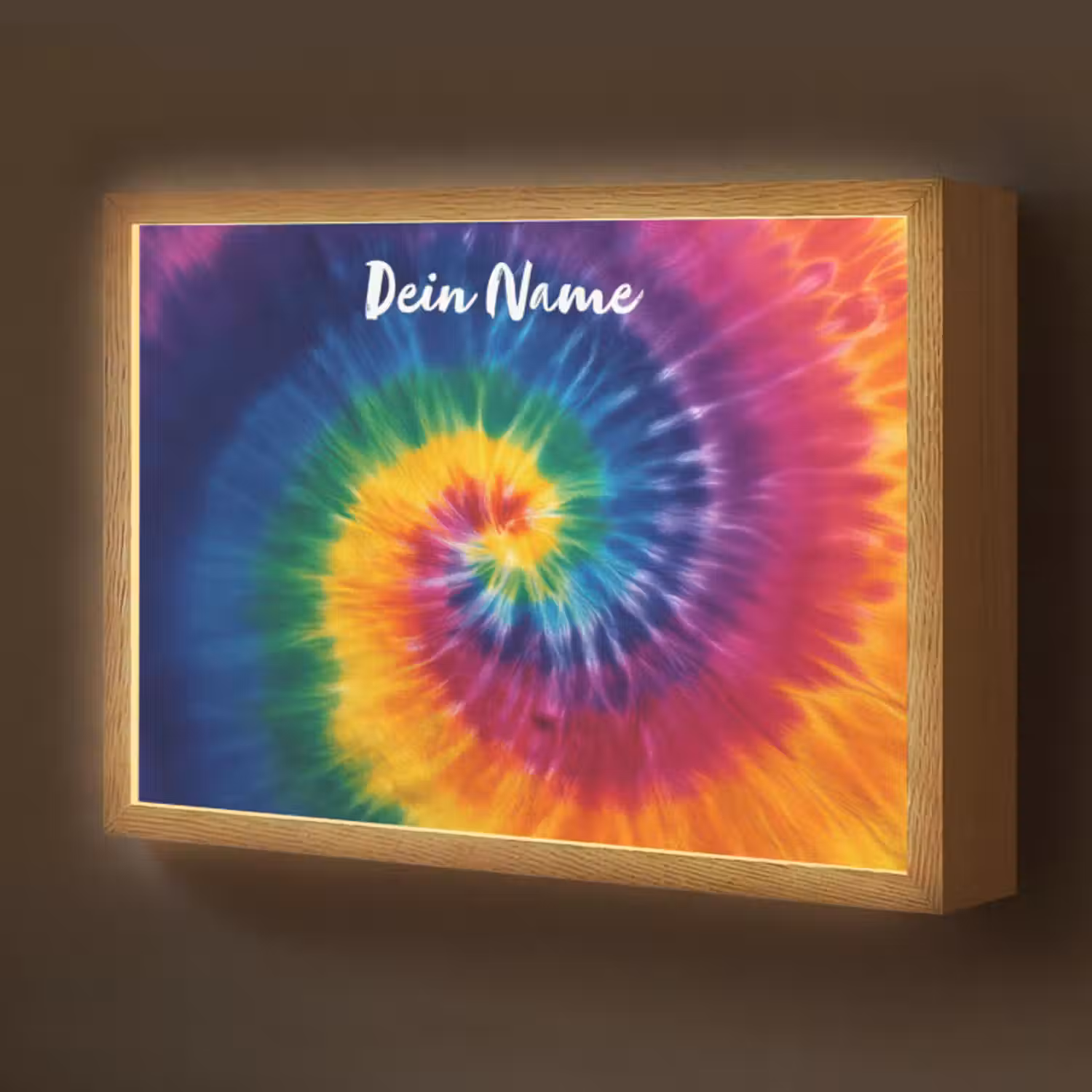 Lightbox - Wandlampe Kinderzimmer mit Namen - Spirale - Regenbogen - Farbenfroh