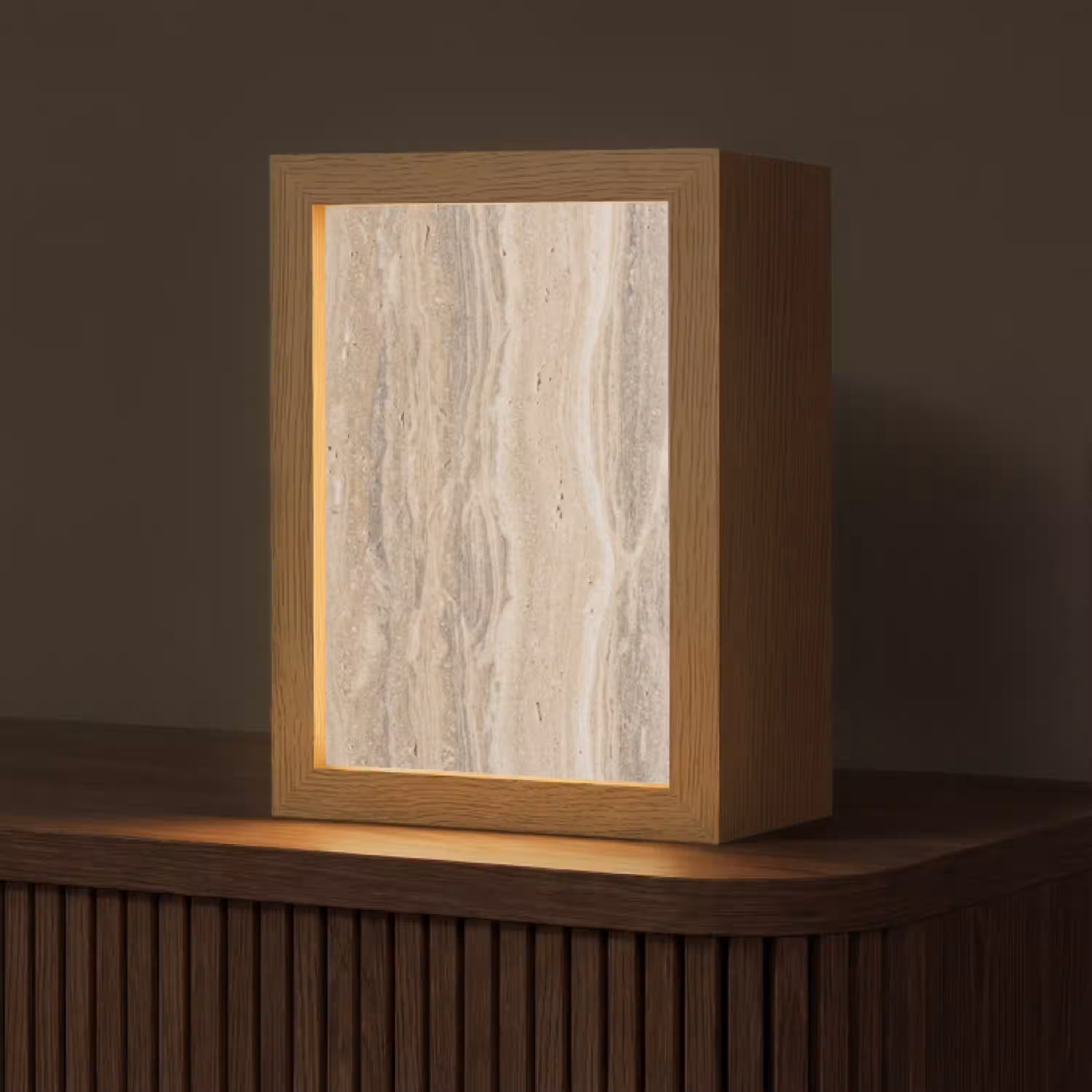 Steen - Patroon - Textuur - Natuurlijk - Beige Light Box met kabel (Tafellamp) klein -z3d_website