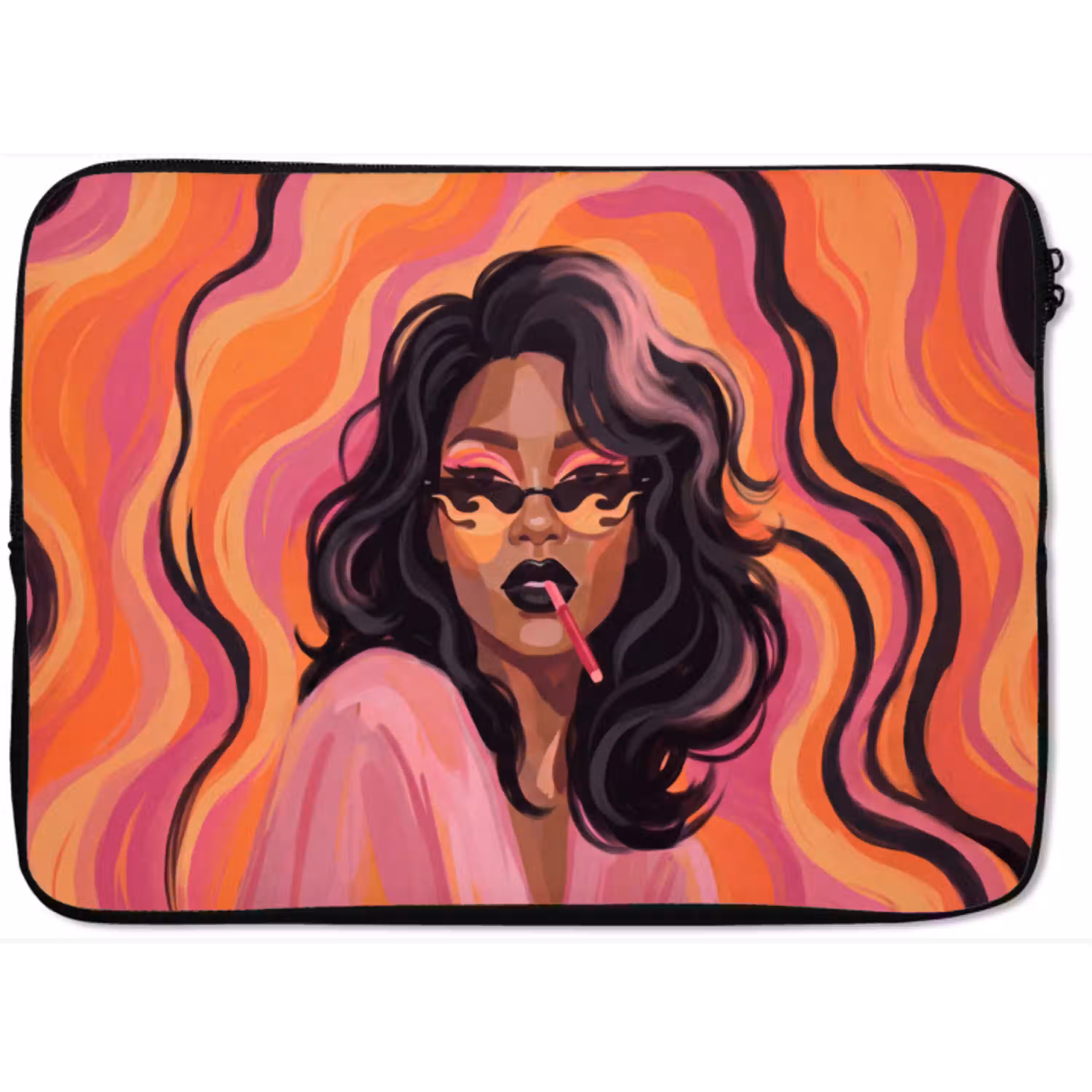 Vrouw - Zonnebril - Modern - Portret - Oranje laptophoes neopreen klein -zkaufland3dotto