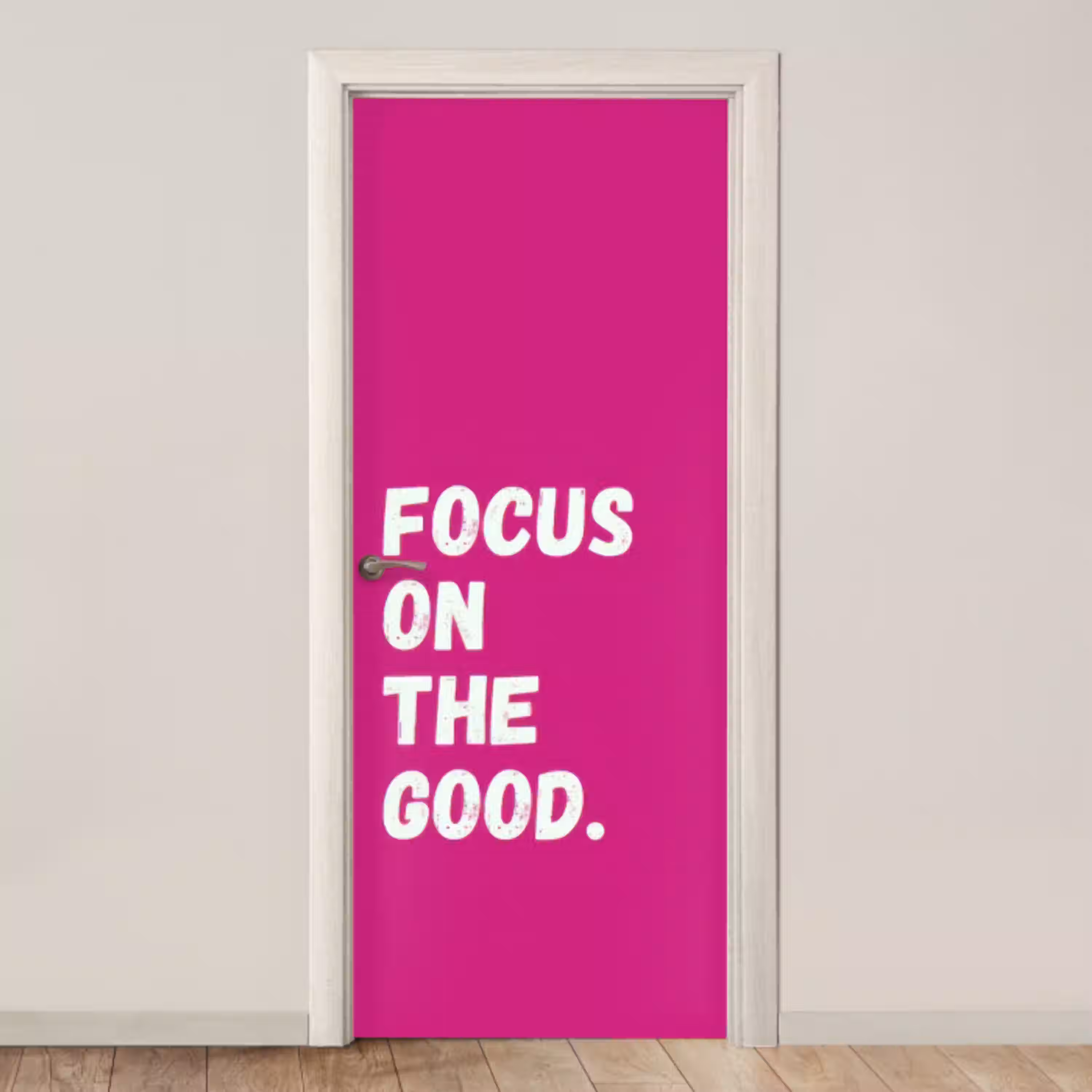 Focus on the good - Roze - Simple deurposter klein -3d_beige