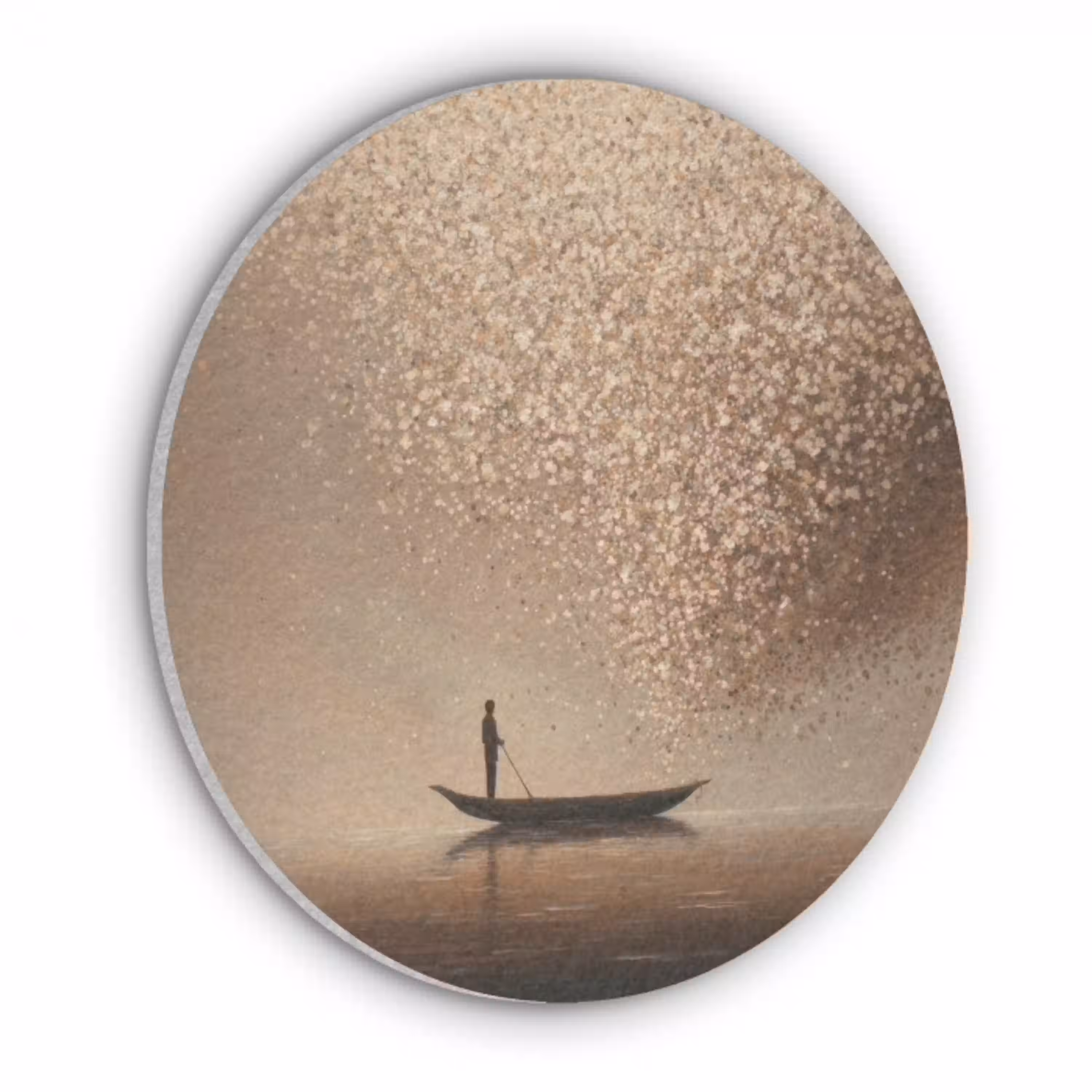 Bootje - Blaadjes - Goud - Water Akoestische PET Vilt - Rond klein -3d