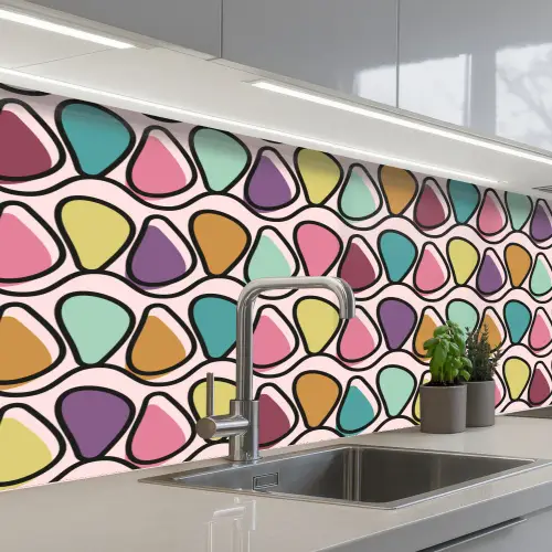 Patroon - Ovaal - Pastel keuken achterwand 2 middel 871 -3d_schuin