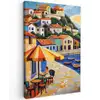 Kustdorp - Huisjes - Mozaïek - Zee Tuinposter op houten frame 2 cm dik klein -3d