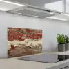 Muur - Baksteen - Verweerd keuken achterwand spatscherm klein -3d_schuin