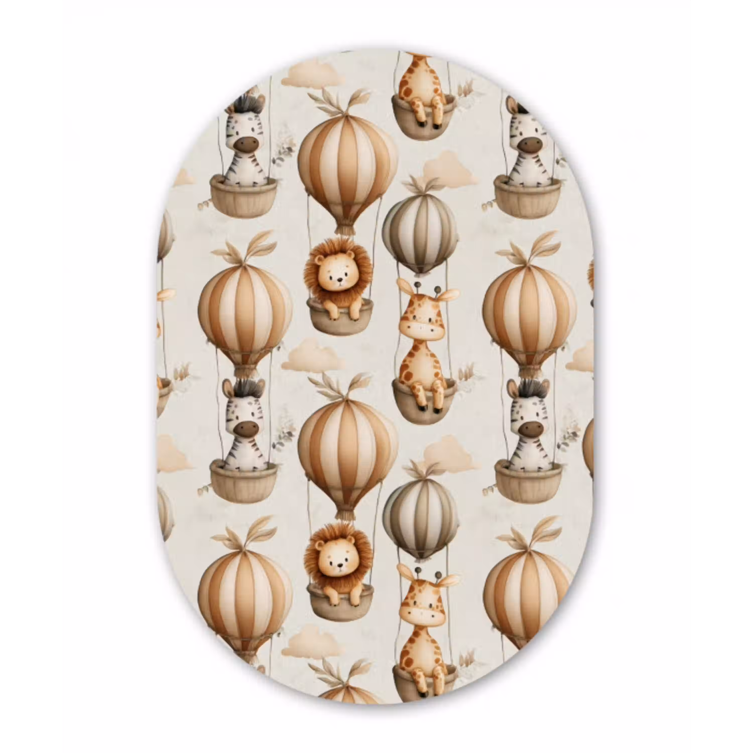 Safari - Luchtballonen - Taupe Wandcirkel Ovaal Aluminium middel 839 -3d
