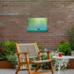 Bootje - Water - Bladeren - Bloesems Tuinposter op houten frame 2 cm dik klein -sfeer3