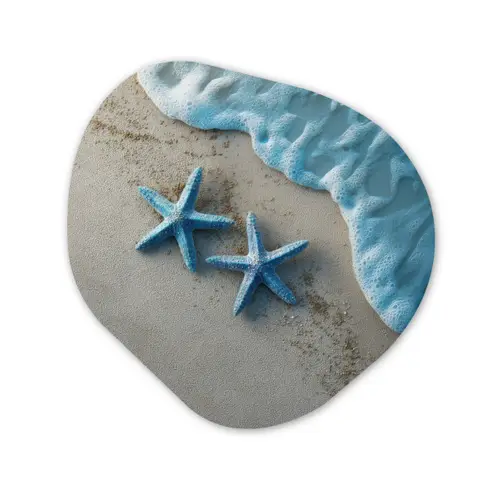 Zeesterren - Zand - Zee - Blauw Wandcirkel Organisch Forex 3mm klein -3d