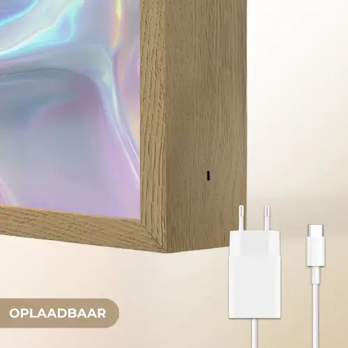 Golvend - Pasteltinten - Glanzend - Stof Light Box met batterij (Wandlamp) middel -USP_websiteoplaadbaarNL