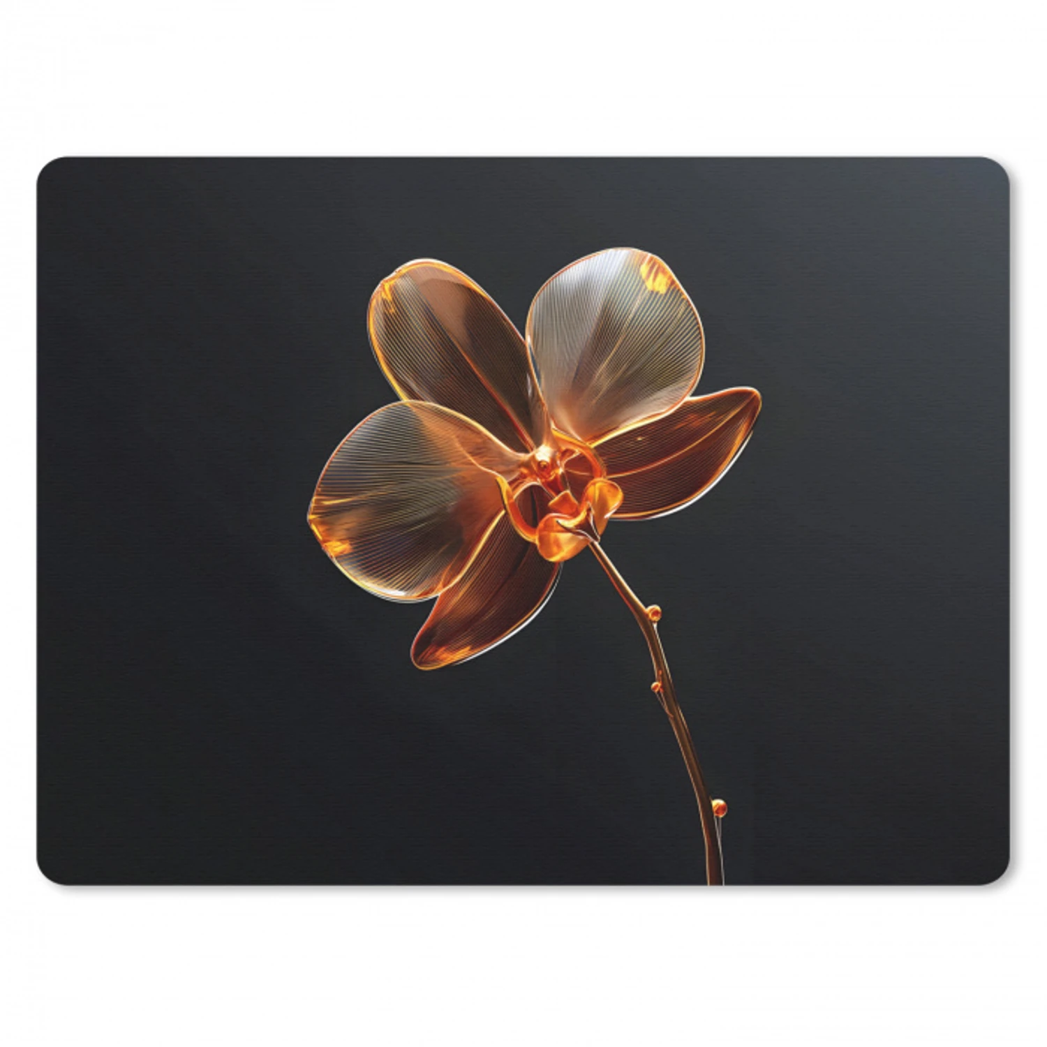 Orchidee - Doorzichtig - Bloem muismat rubber klein -3d
