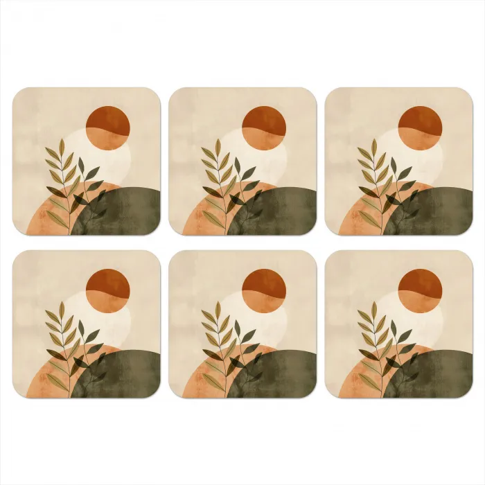 Takken - Vormen - Abstract onderzetter kurk middel -3d