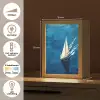 Zeilboot - Water - Abstract - Schaduw Light Box met kabel (Tafellamp) klein -USP_NL