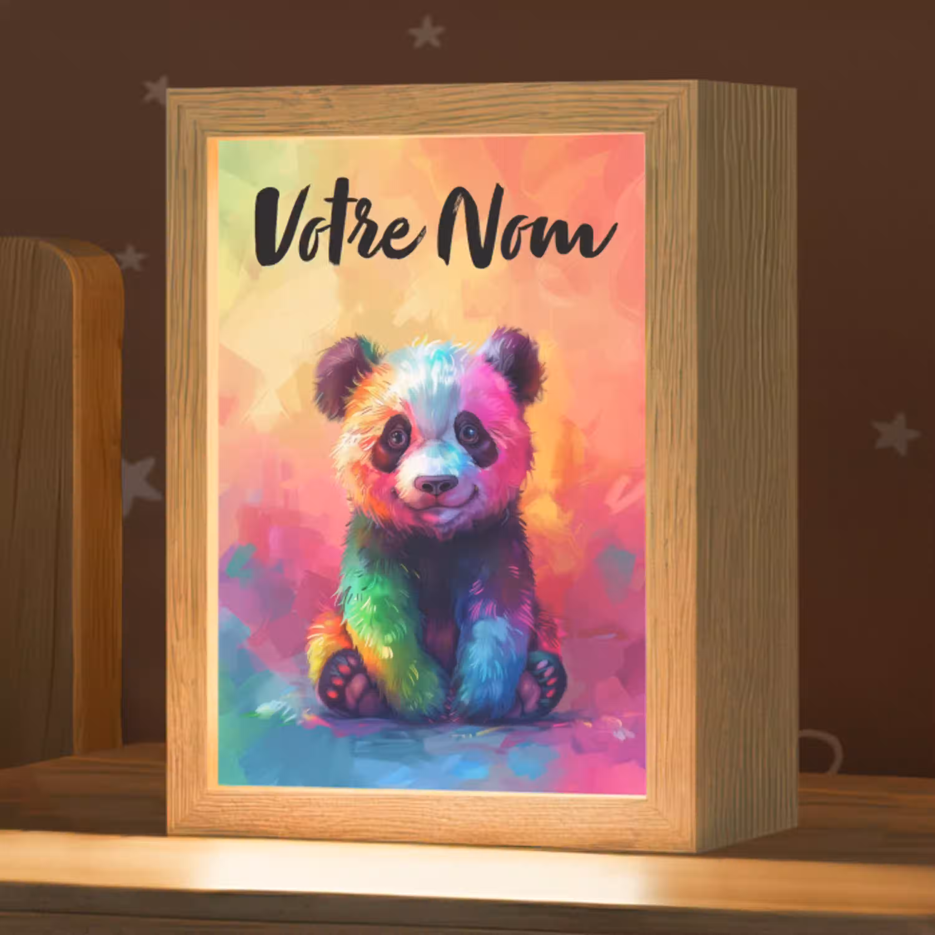Panda - Dieren - Kleurrijk - Neon Light Box met kabel (Kinderlampje) klein -zzz_3d_website