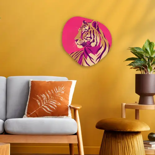 Tijger - Modern - Neon Wandcirkel Organisch Forex 3mm klein -sfeer4