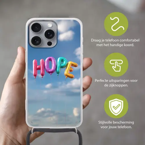 Ballonen - Lucht - Hope Hoesje iPhone 16 Pro Max met koord klein -sfeer2_NL