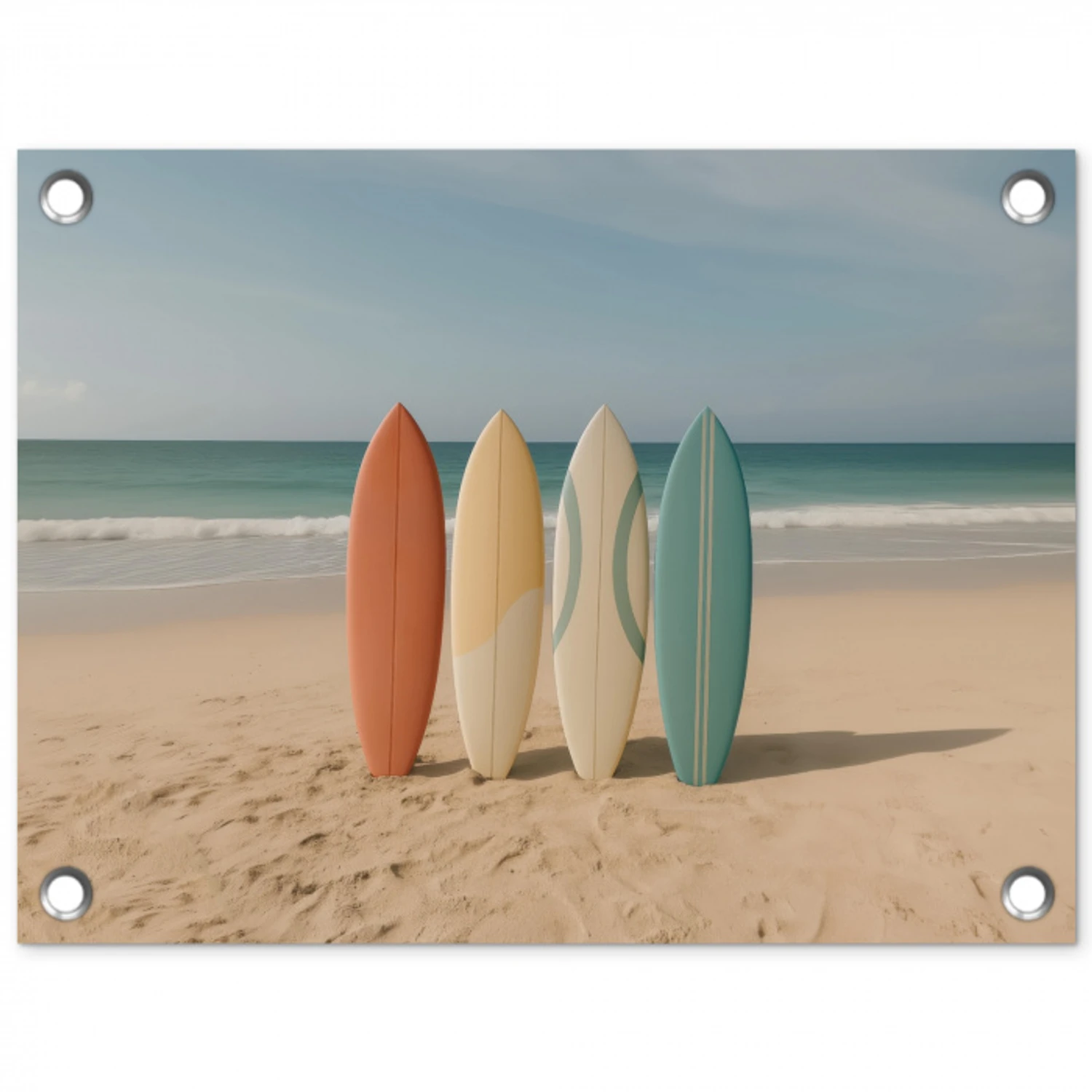 Strand - Surfbord - Pastel tuinposter los doek klein -3d