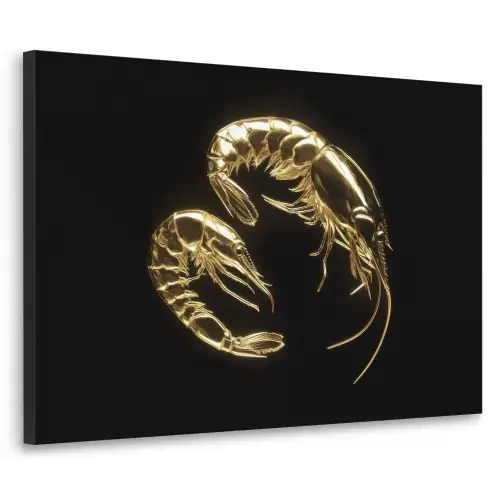 Garnalen - Zwart - Goud - Dieren Textielframe zwart klein -3d