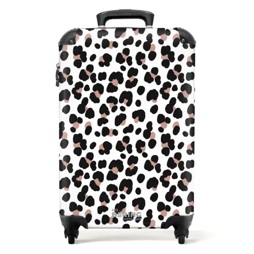 Zwarte vlekken met witte achtergrond NBS - Handbagage koffer - Volwassenen Unisex middel -productfoto_recht