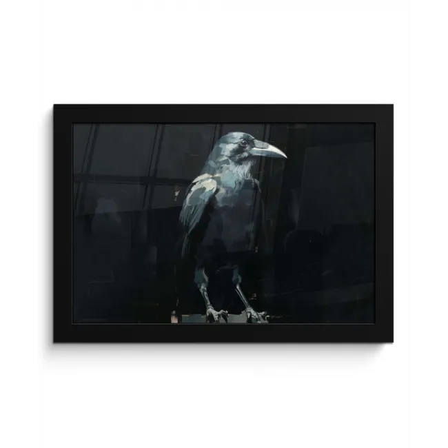 Raaf - Vogels - Zwart fotolijst zwart zonder passe partout klein -3d