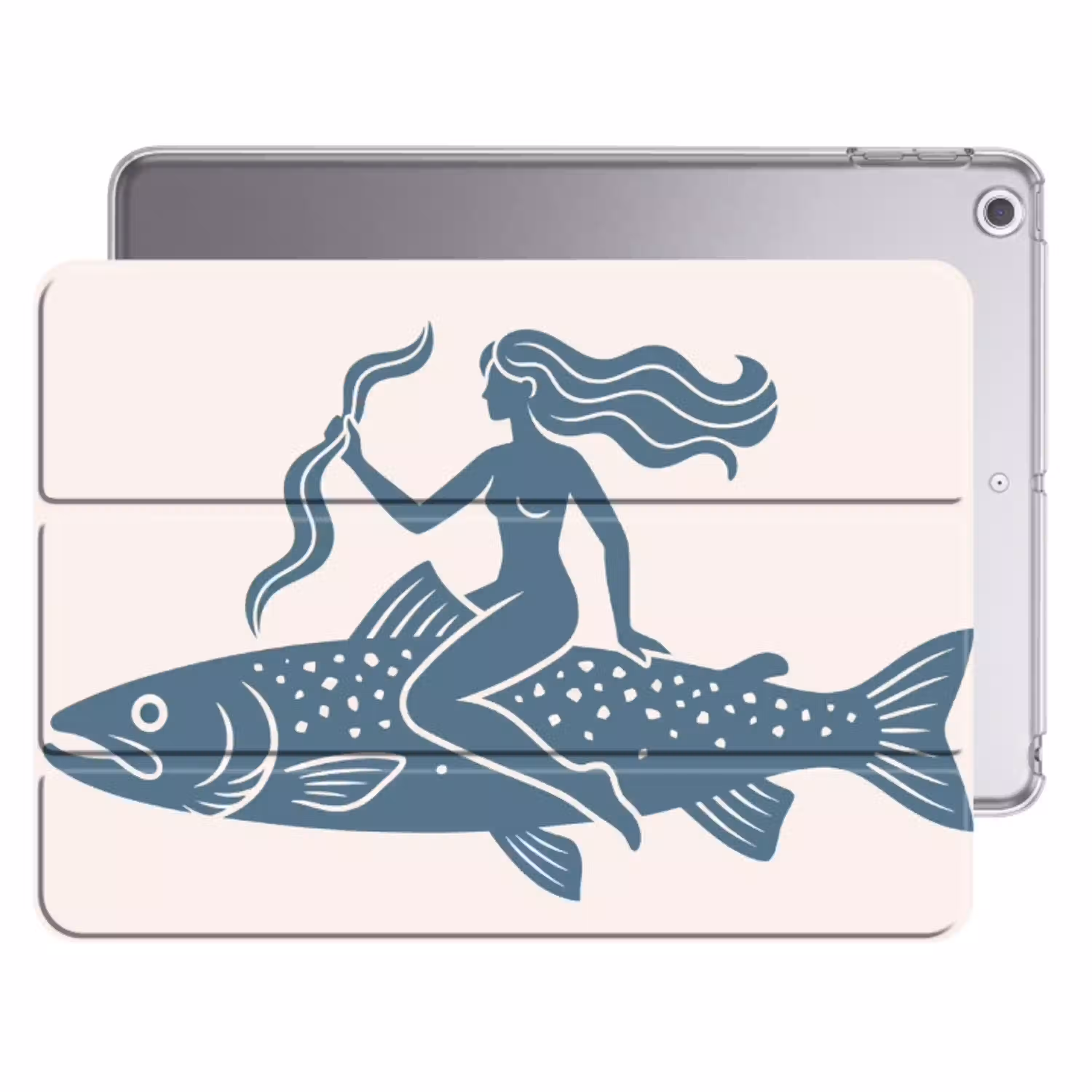 Vrouw - Vis - Fantasie - Abstract - Blauw Apple iPad 2017 middel -threedimensional_3d_global