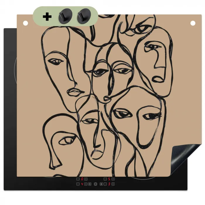 Gezichtenzee - Lijntekening - Abstract Inductie beschemer met haakjes middel -3d