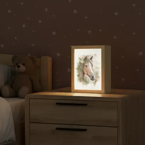 Paard - Bloemen - Natuur - Waterverf - Dieren Light Box met kabel klein -sfeer1_kind