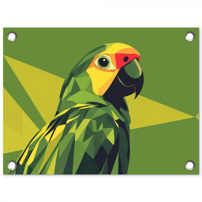 Papegaai - Groen - Snavel - Abstract tuinposter los doek klein -3d