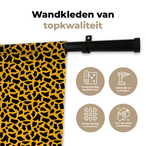 Zwart - Vlekken - Oranje - Dier Wandkleed katoen klein 269 -sfeer2