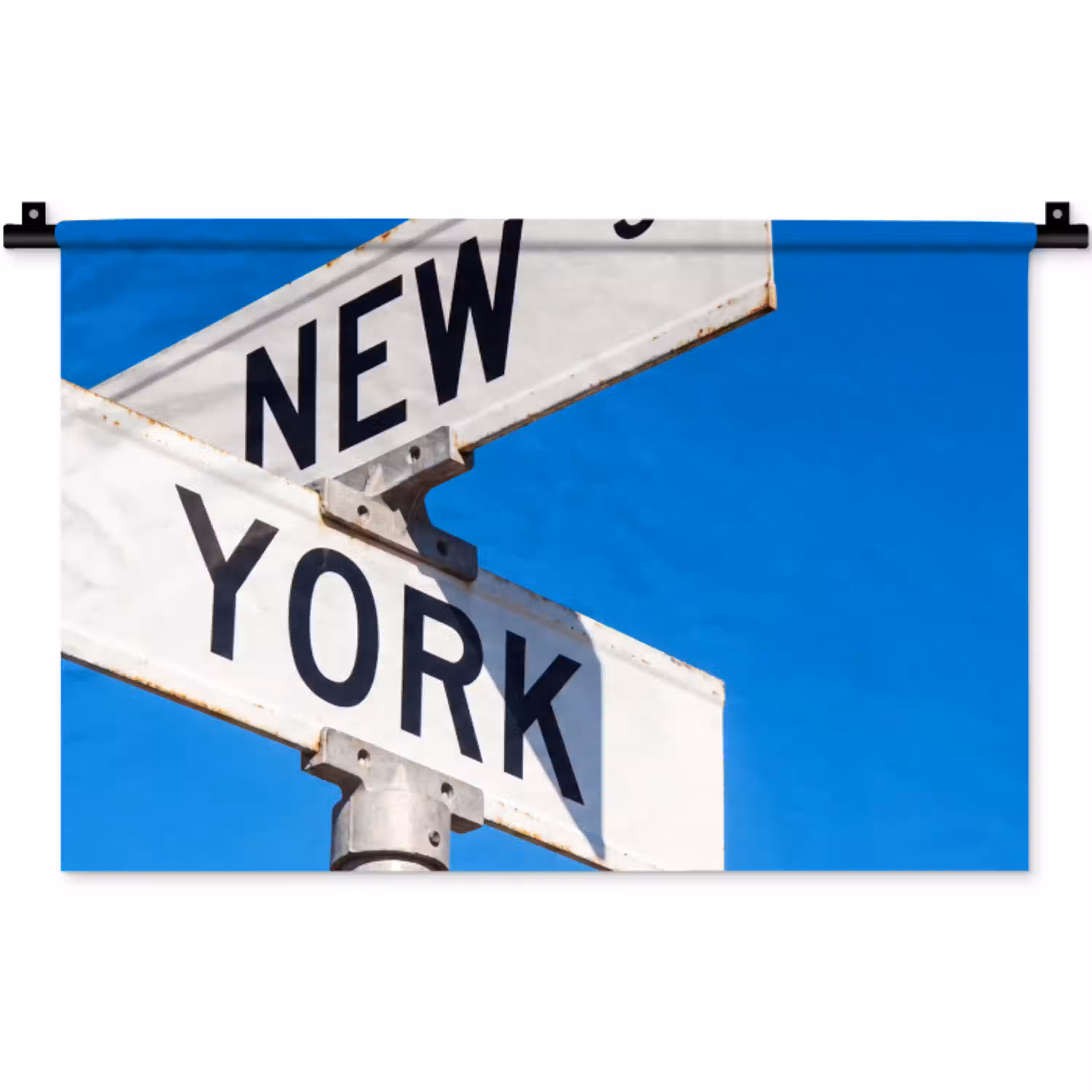 New York - Straatbord - Stad - Urban - Blauw Wandkleed katoen klein -zz3d