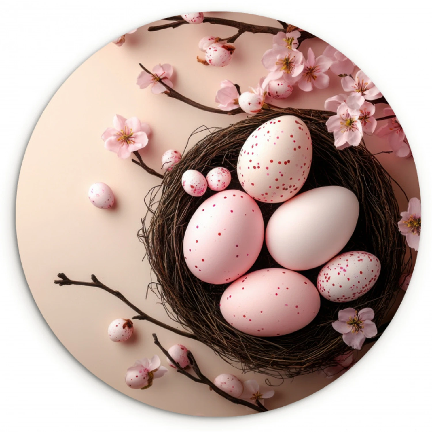 Roze - Bloesems - Eieren KitchenYeah - Keuken - Wandcirkel Forex klein -3d