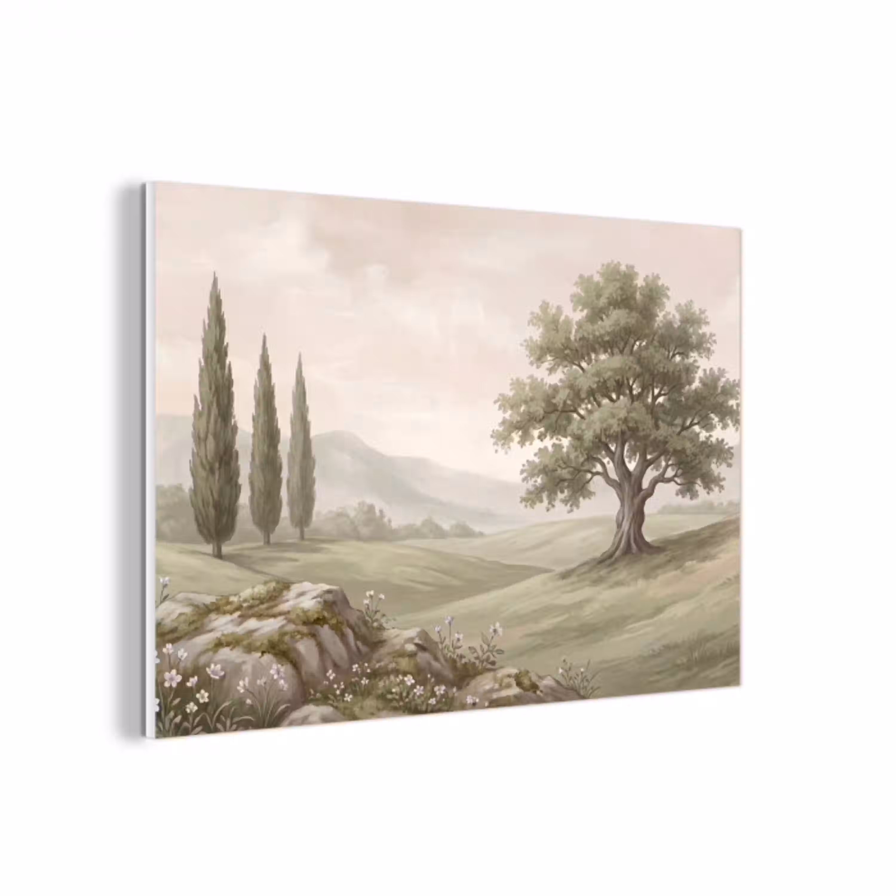 Heuvellandschap - Bomen - Natuur - Groen forex 5mm xxl -3d