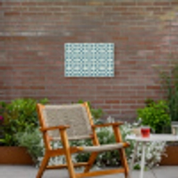 Patroon - Symmetrisch - Blauw Tuinposter op houten frame 2 cm dik klein 845 -sfeer3