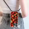 Aardbei - Fruit - Rood Hoesje iPhone 16 Pro Max met koord klein -sfeer5